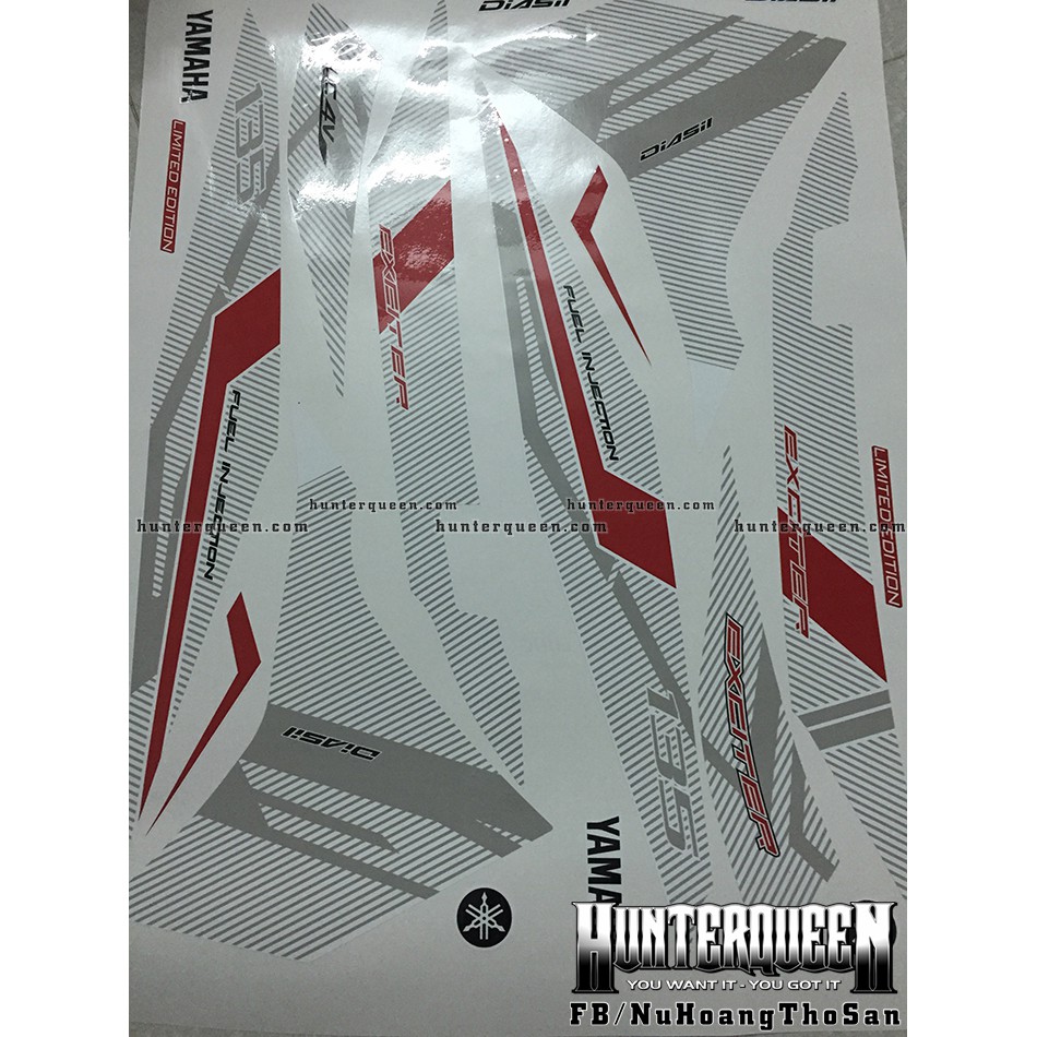 Tem rời Exciter 135 đời 2011-2014. Dán xe trắng RC 2016