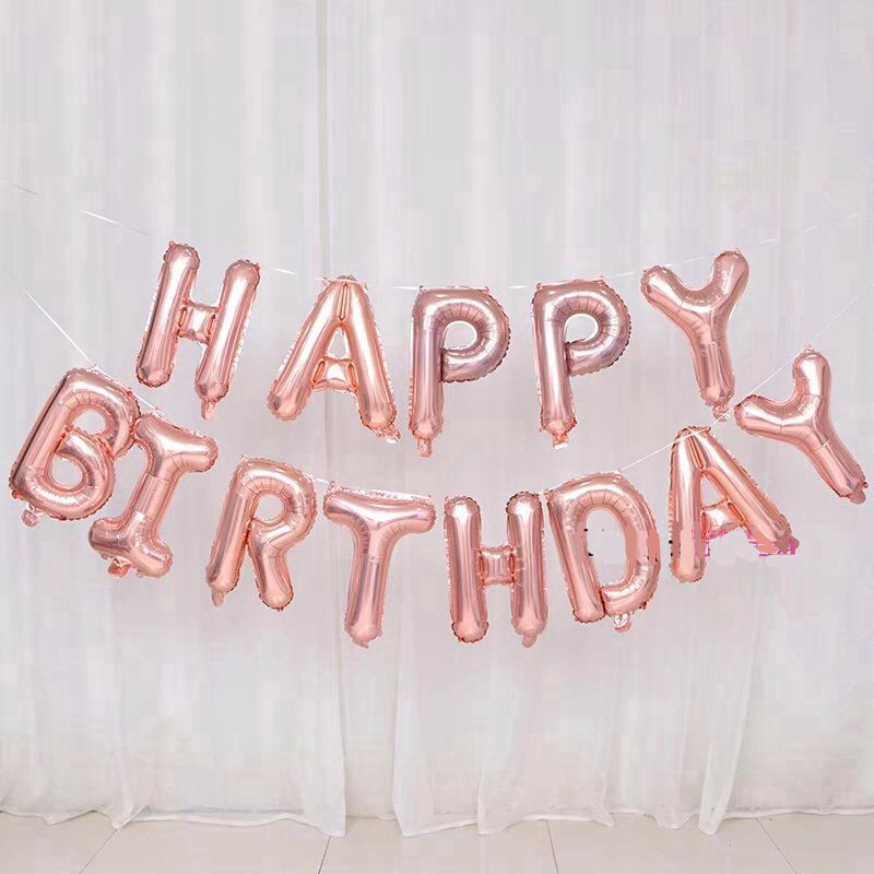 Set 13 Bong Bóng Tráng Nhôm Hình Chữ Happy Birthday Xinh Xắn Trang Trí Tiệc Sinh Nhật Cho Bé