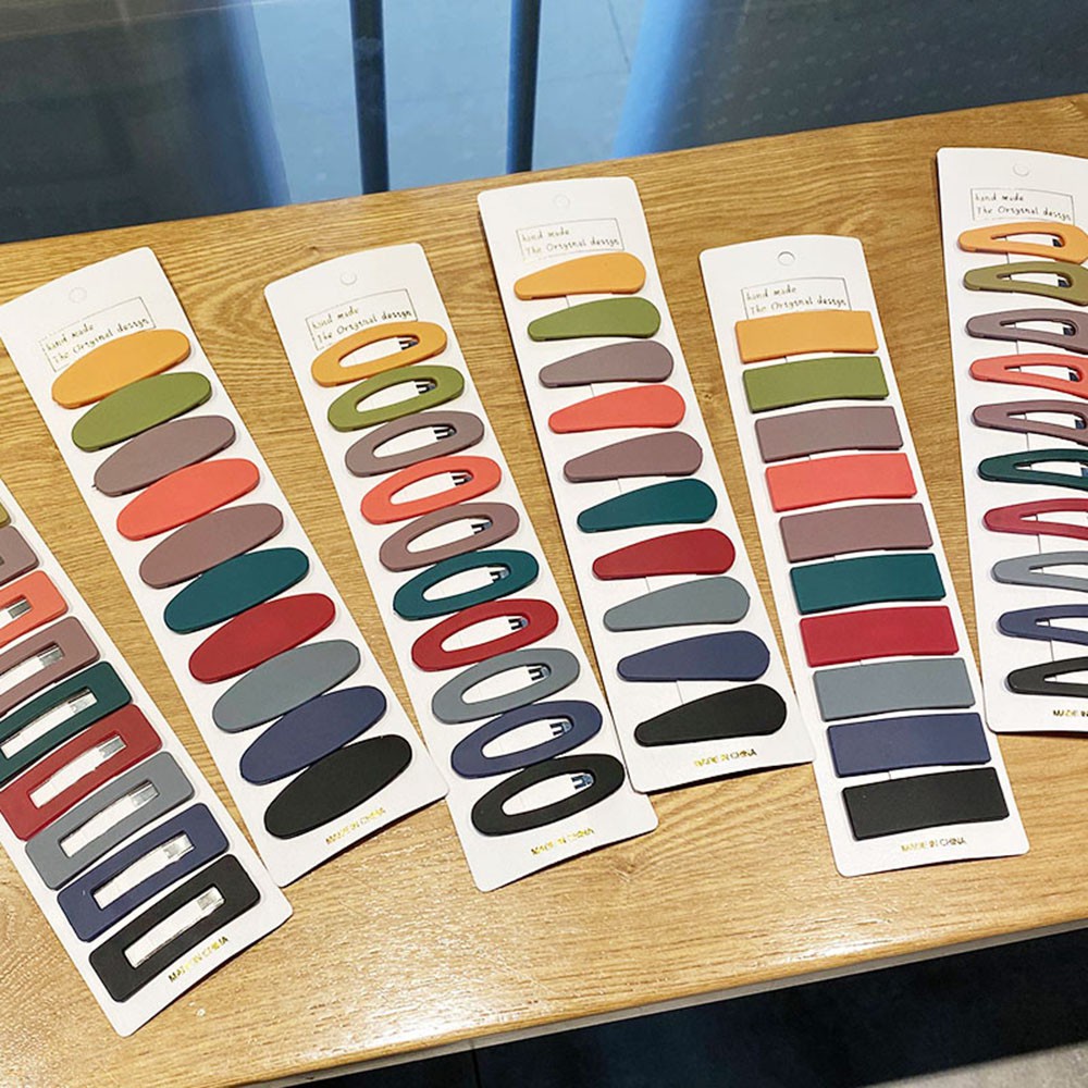 Set 10 Kẹp Tóc Thiết Kế Kiểu Hình Học Màu Sắc Ngọt Ngào Xinh Xắn Cho Nữ