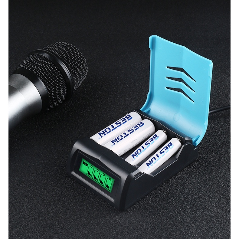 Pin Sạc AA AAA Beston C9001 Tự ngắt Có đèn báo đầy cho Micro karaoke, máy ảnh, đồng hồ, đồ chơi trẻ em