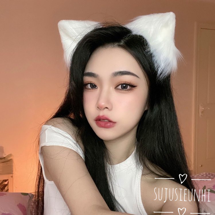 (5 mẫu) Kẹp tóc tai mèo nhiều lông mềm mịn (có viền) cosplay neko chan