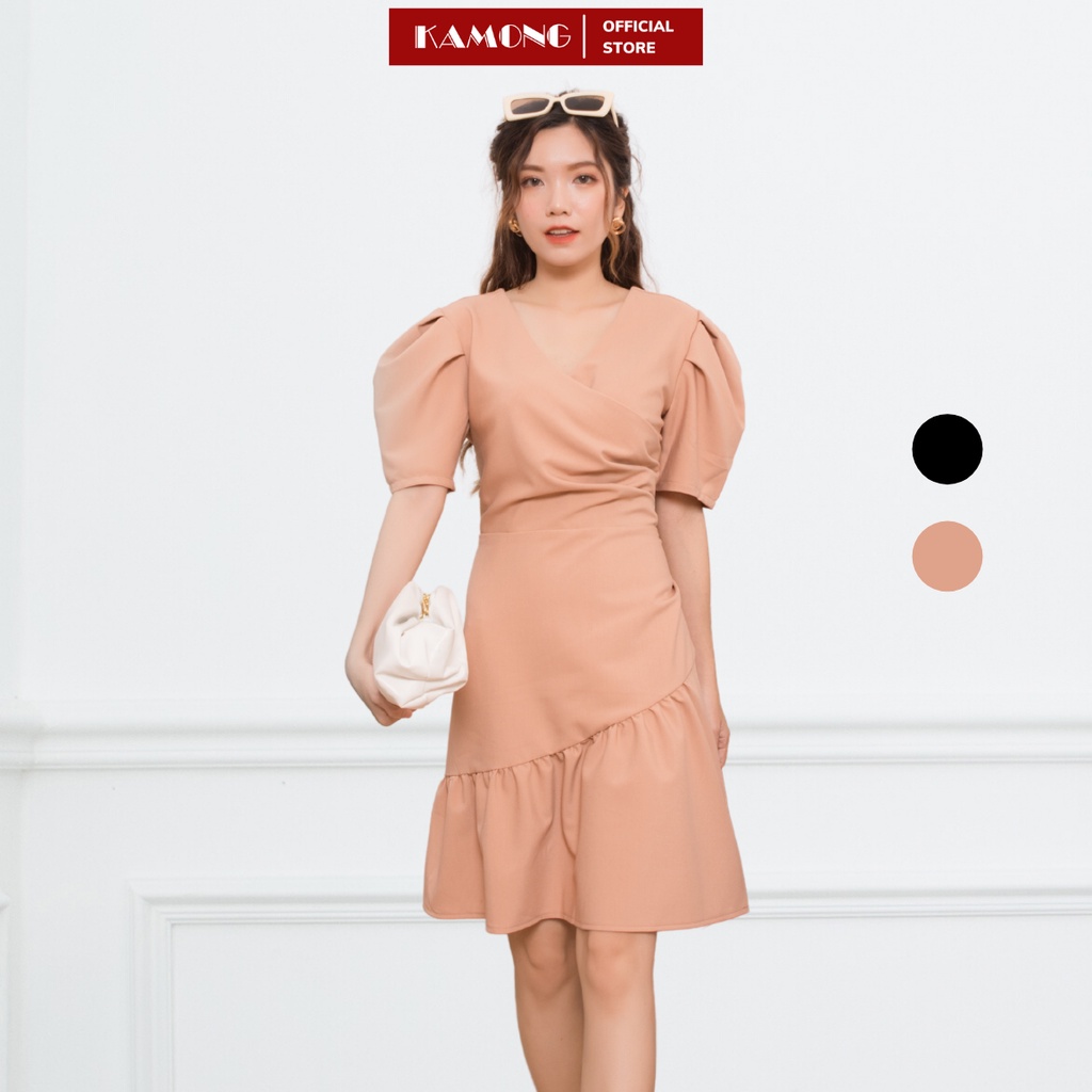 Đầm xếp ly thân nhún tùng KAMONG D120