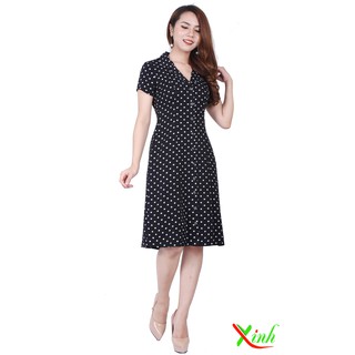 Đầm chấm bi cổ vest ThoiTrangXinh DL413