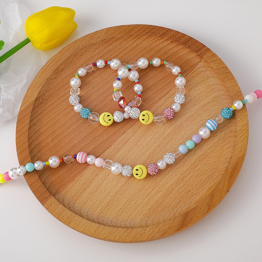 vòng cổ Choker Mặt Hình Mặt Cười Đính Ngọc Trai Nhiều Màu Thời Trang Cho Nữ