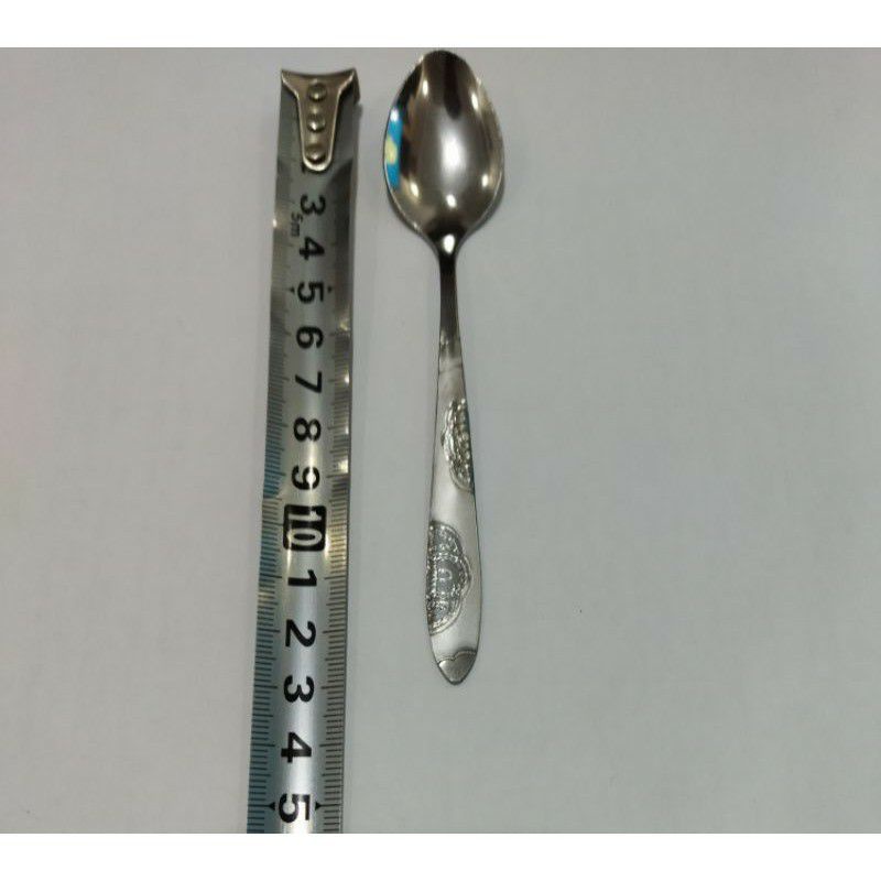 Sét 5 Thìa inox - muỗng súp inox cán dài 17cm trạm khắc hoa văn tinh tếtongkhogiadunggiasieure