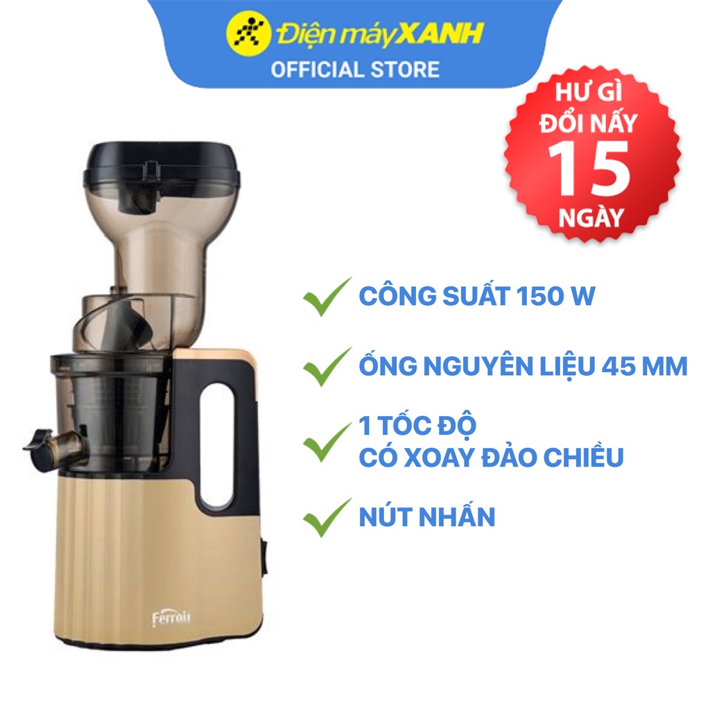 [Mã ELHA22 giảm 6% đơn 300K] Máy ép chậm Ferroli FSJ-150M 150 W - Chính hãng BH 12 tháng - Ống nguyên liệu 45 mm