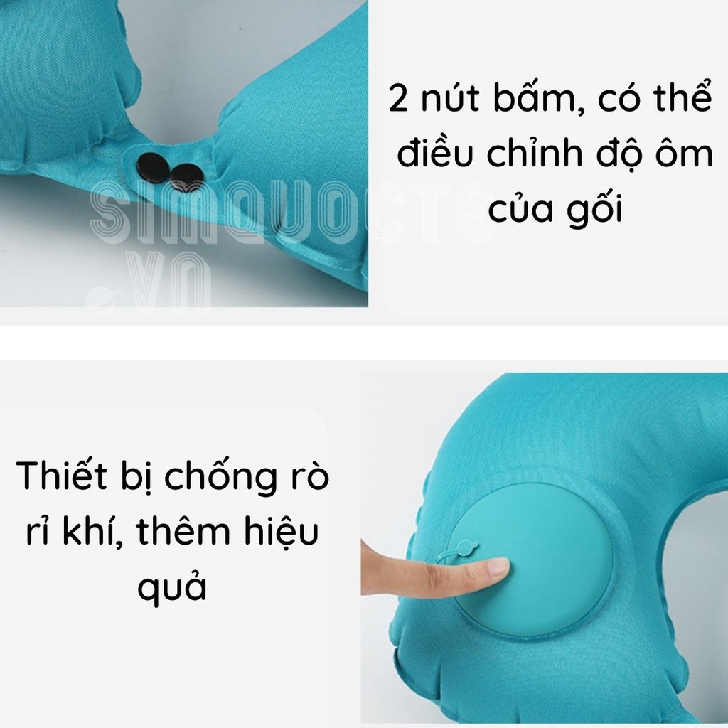 Gối kê cổ chữ U bơm hơi bằng tay cho ngủ văn phòng đi du lịch có thể gấp gọn