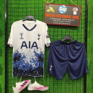 Tottenham  trắng xanh vải Thái - Áo Đá Banh Thun Lạnh Cao Cấp