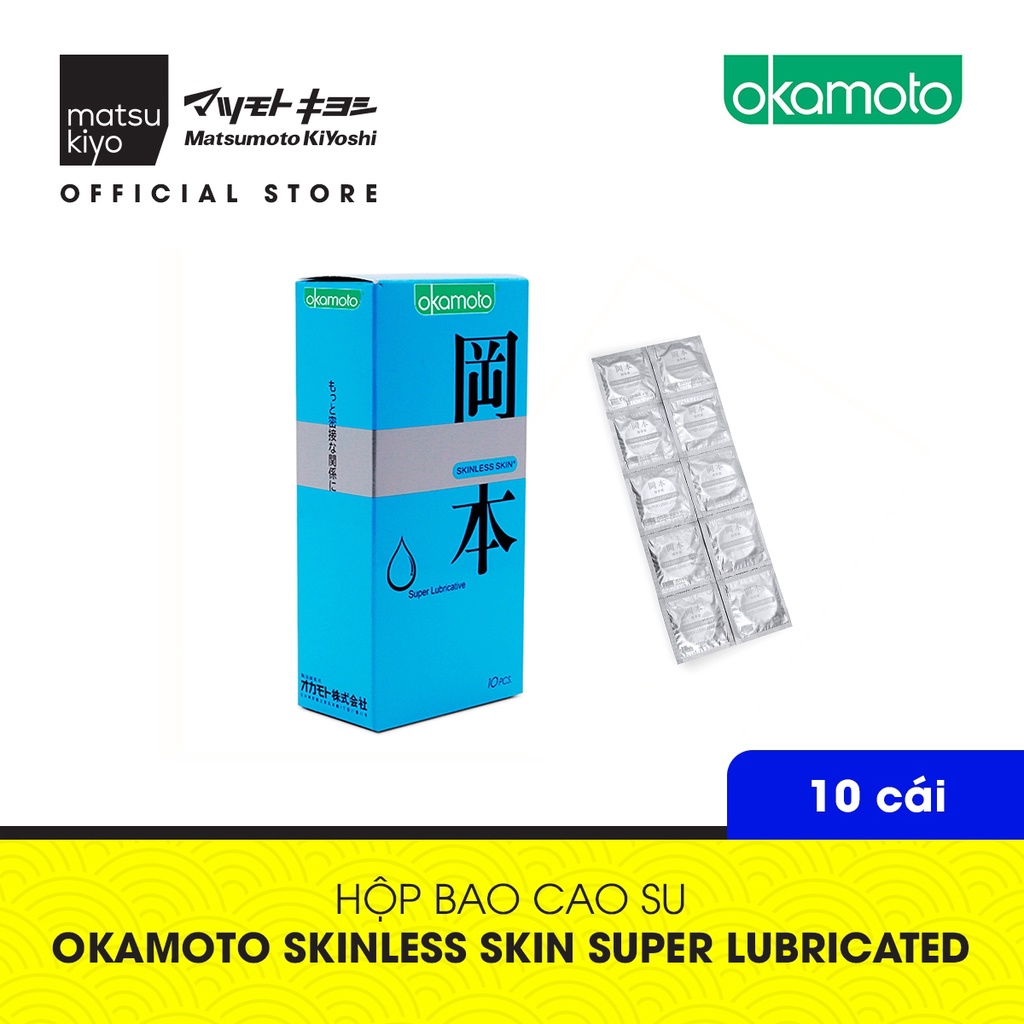 [Mã BMBAU50 giảm 7% đơn 99K] Bao Cao Su Okamoto Skinless Skin Super Lubricated Siêu Bôi Trơn matsukiyo