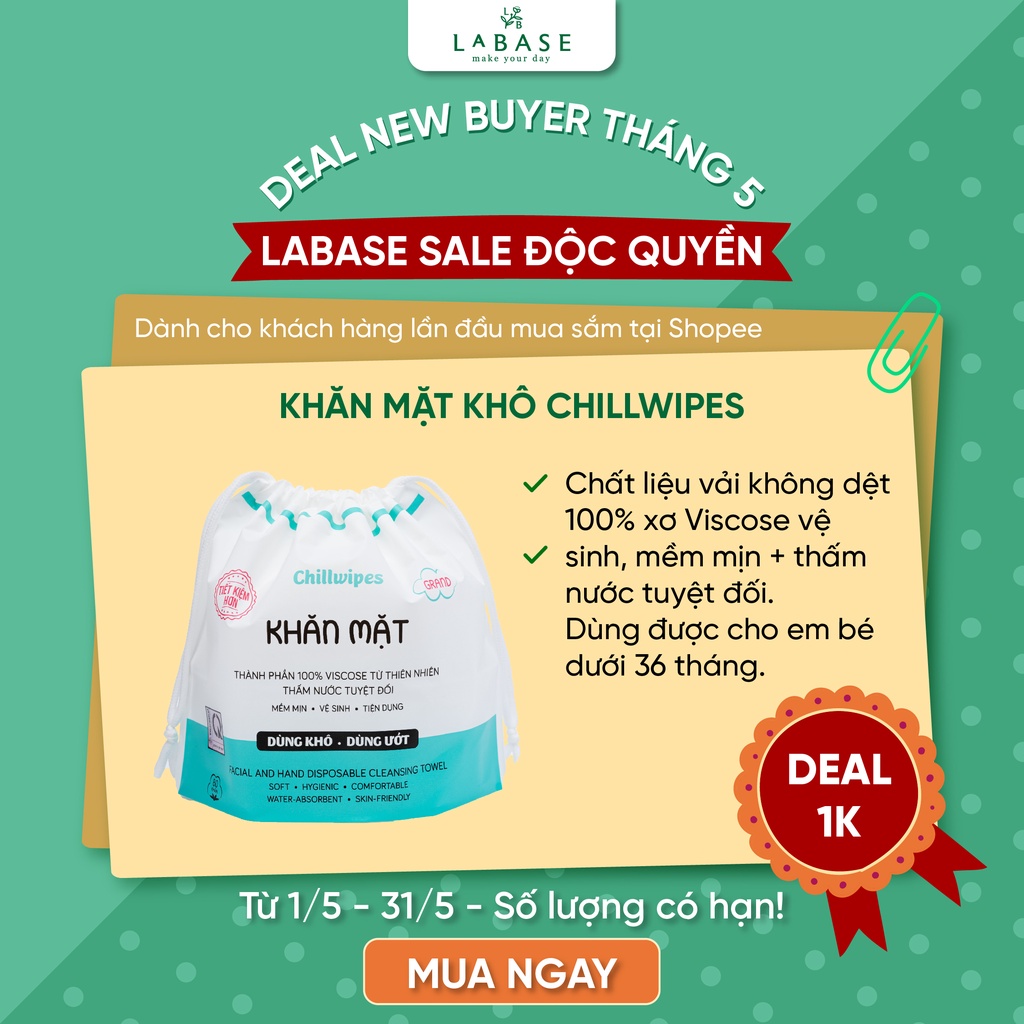 Khăn Mặt Khô Chillwipes, Khăn Lau Mặt Dùng 1 Lần Chillwipes, Lau Ướt (cuộn 80 khăn)