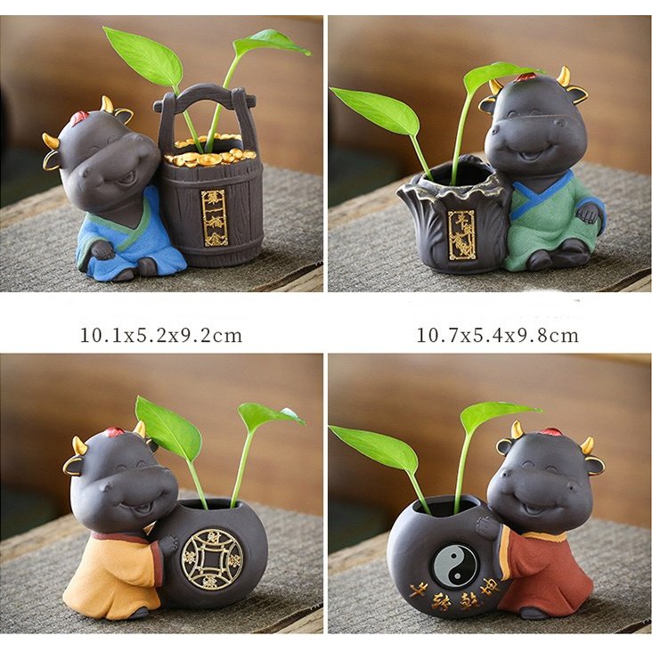 Tượng Trâu Và Chậu Trồng Cây Cầu Phúc Lộc Tài
