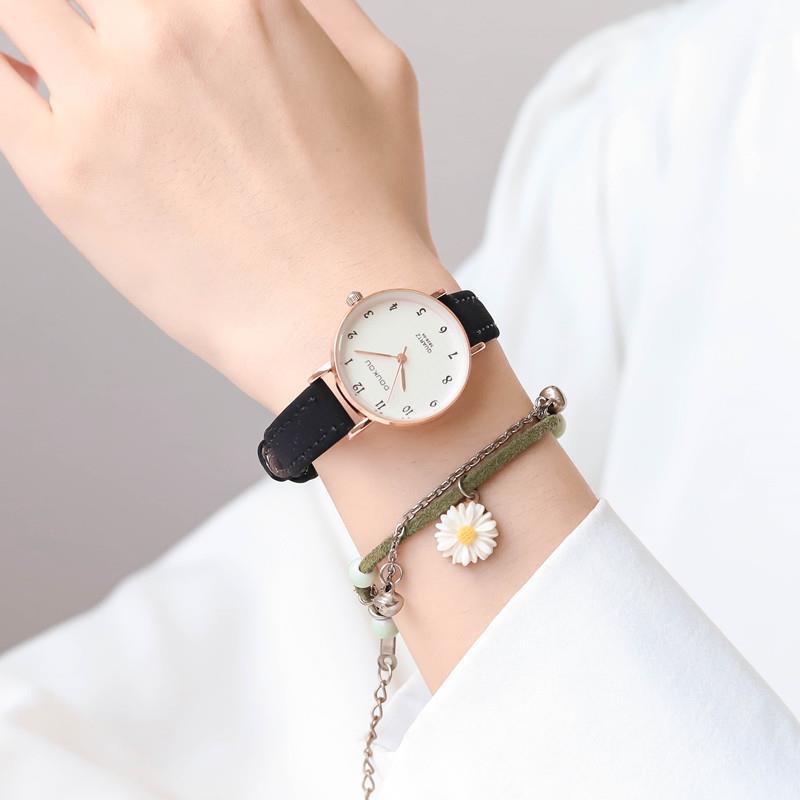 Đồng Hồ Đeo Tay Dây Da Thiết Kế Đơn Giản Phong Cách Hàn Quốc Cao Cấp Cho Nữ