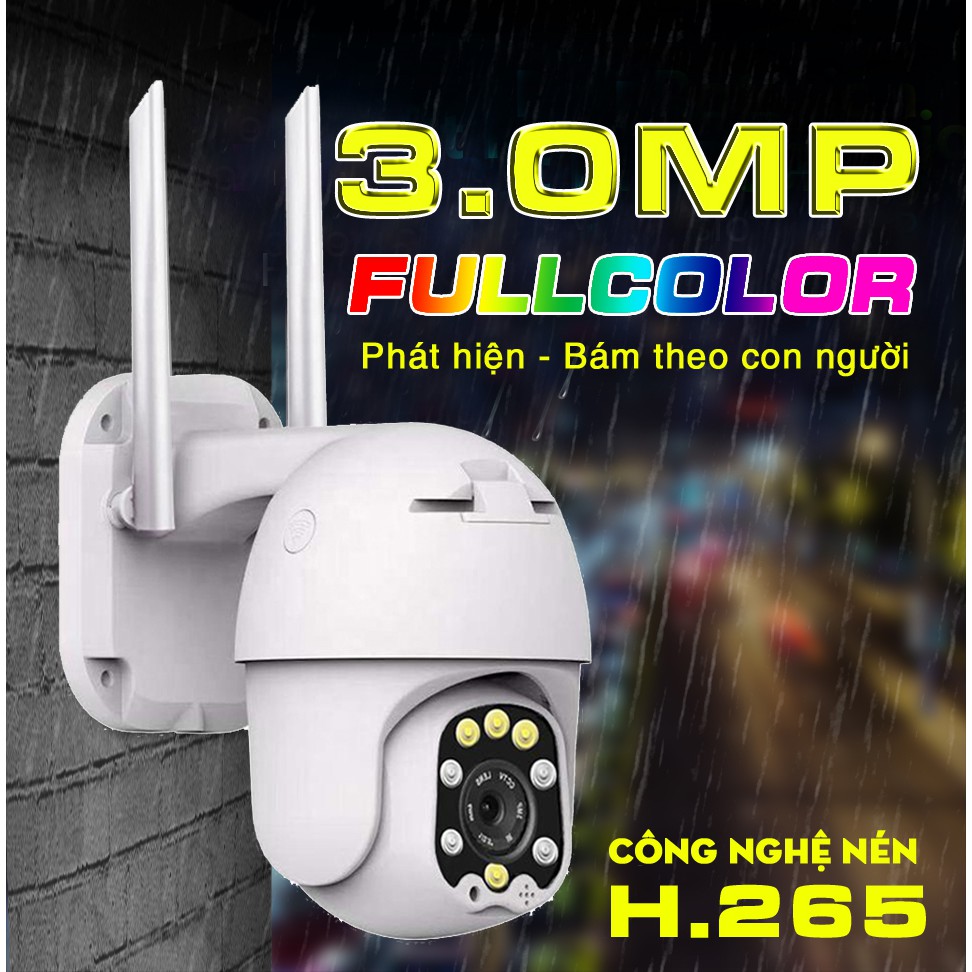 Camera 3.0mp siêu nét, Ngoài trời- có màu ban đêm, Phát hiện và theo dõi con người, cảnh báo về cho chủ nhân