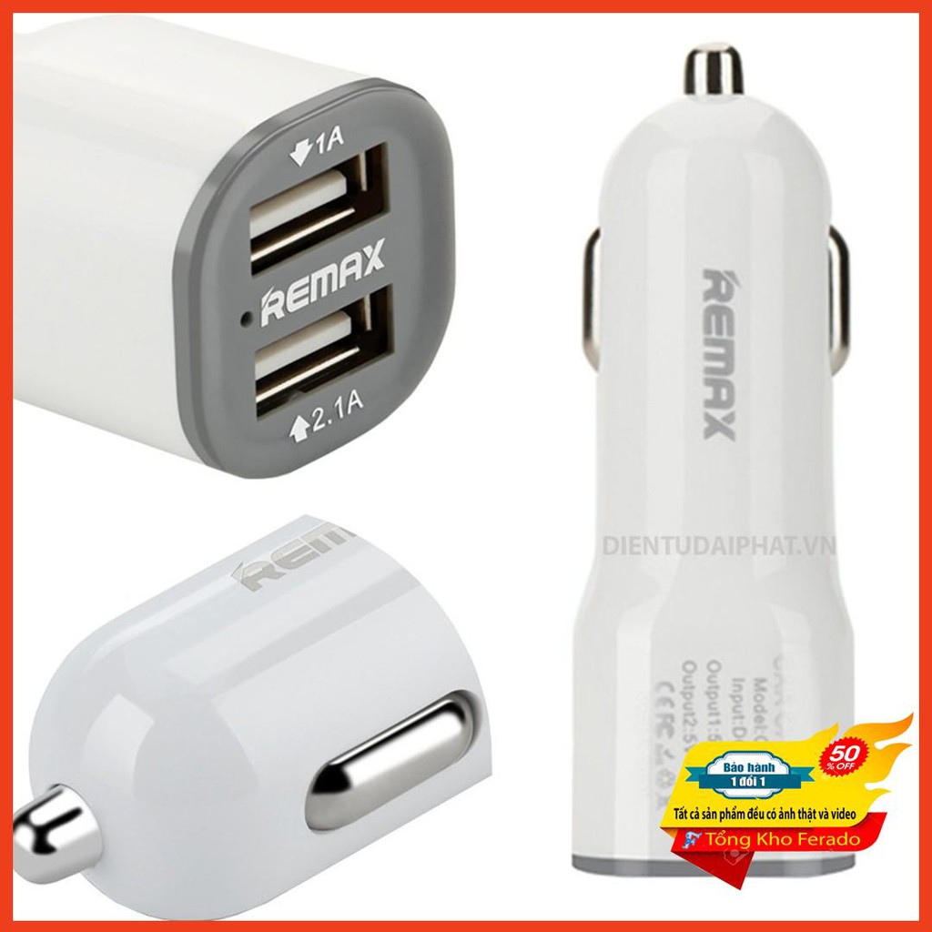 [ Siêu rẻ ] Củ sạc điện thoại trên ô tô Remax 2 cổng