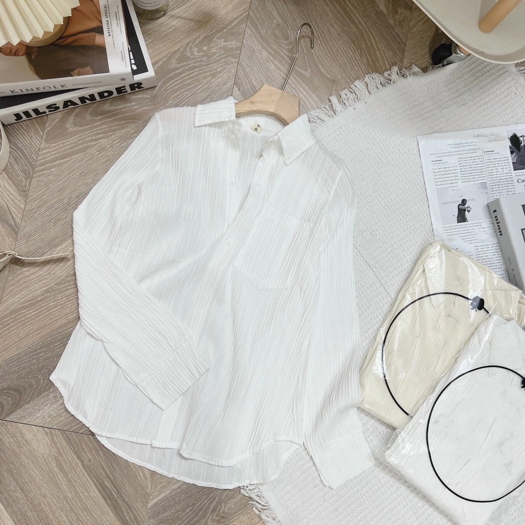 Áo Sơ Mi Dài Tay Đũi Gân PEONYB Nữ [FREESHIP]  Thun kiểu học sinh công sở form rộng dáng đẹp hàn quốc