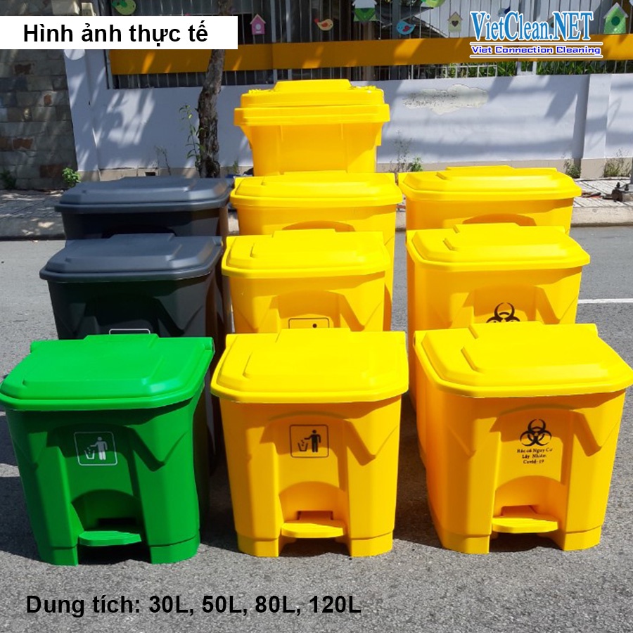 Thùng rác 30l, thùng rác y tế 30 lít có 2 màu (xanh lá và vàng) dùng đựng chất thải | Chất liệu nhựa cao cấp