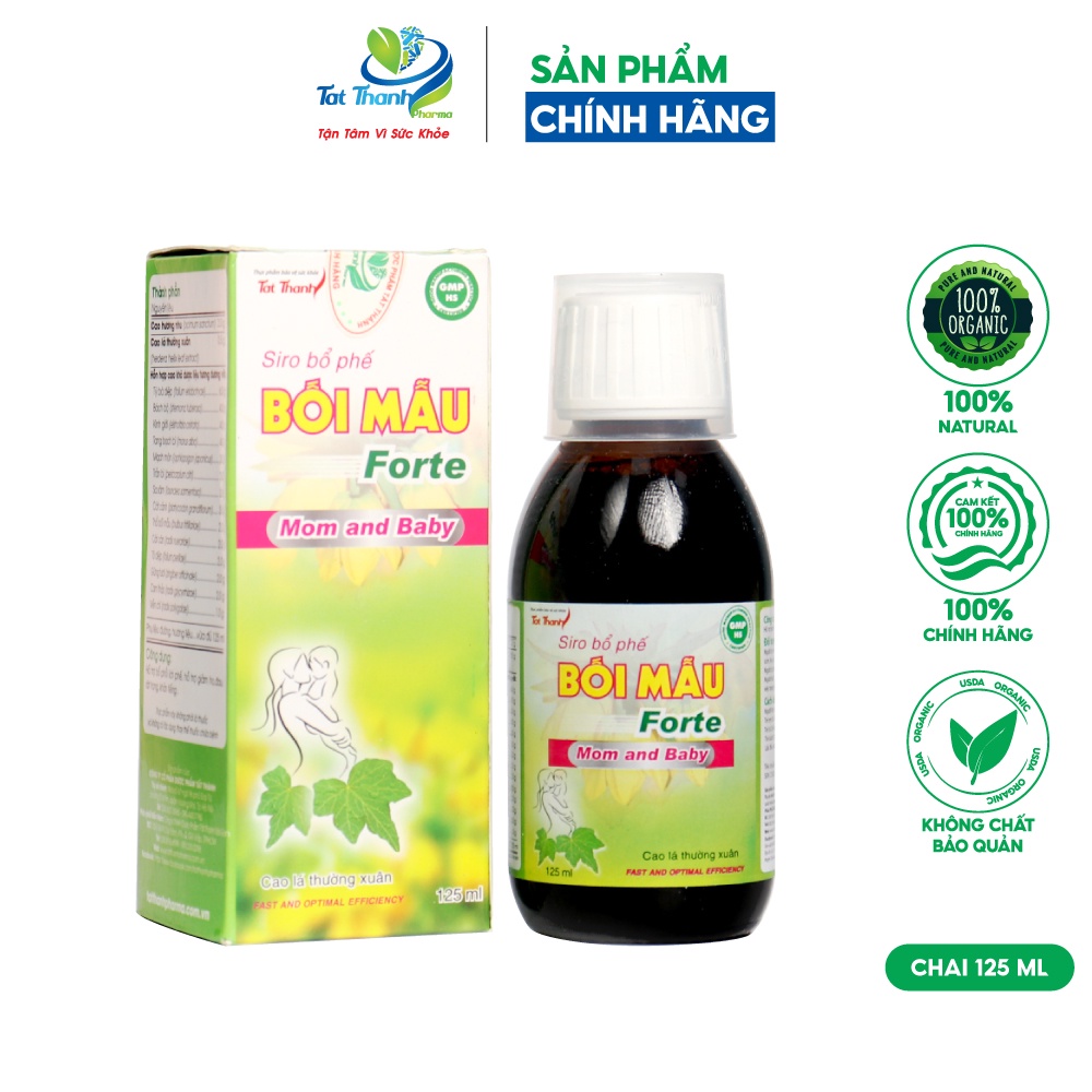 Siro bổ phế Bối Mẫu Forte Mom and Baby Tất Thành Pharma giảm ho long đờm 125ml