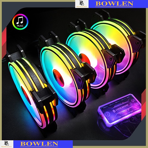 Quạt Fan Led Rgb, Quạt gió Pc, Fan Led Pc RGB Coolmoon M1 - Led RGB Dual Ring - Đồng Bộ Hub Coolmoon