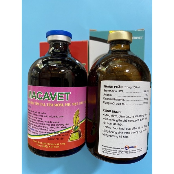 Cặp Macavet+ADB(100ml) Dùng khi ho suyễn, viêm màng phổi, tiêu chảy mạnh