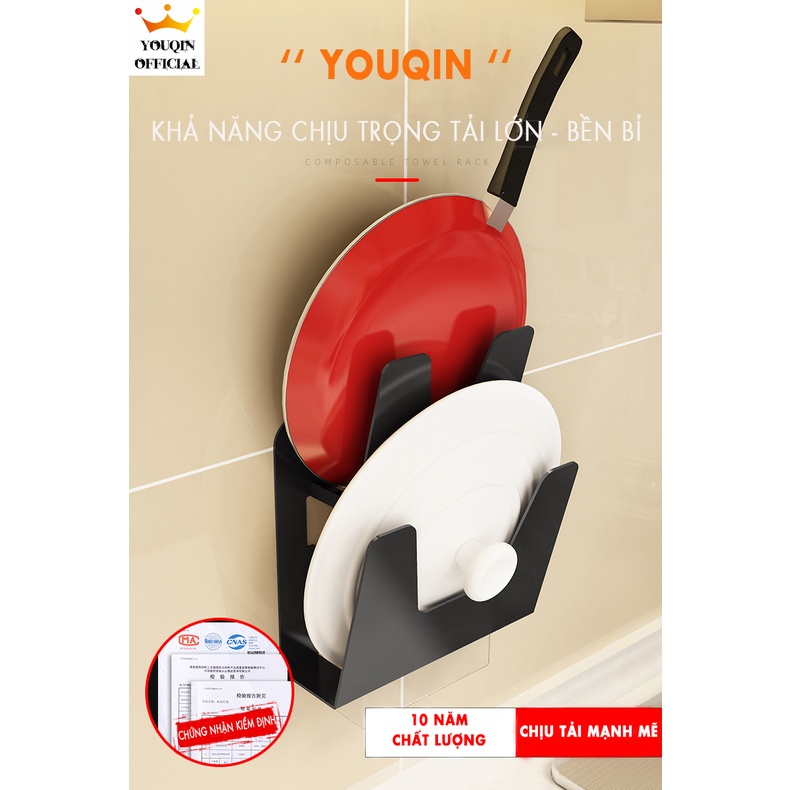 Giá Treo Vung Nồi, Thớt - YouQin, Chất Liệu Thép Không Gỉ, Dán Keo Siêu Chắc, Không Khoan Đục