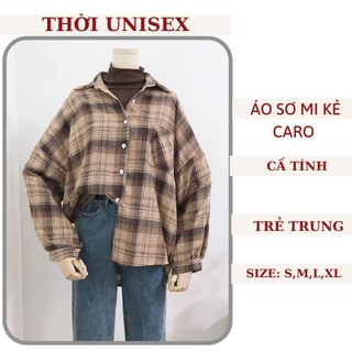 Áo sơ mi nữ🍓🍓 áo kẻ caro dài tay, có túi trước ngực, stye ulzzang, vải thô mềm thoáng mát, giá rẻ,KPI.