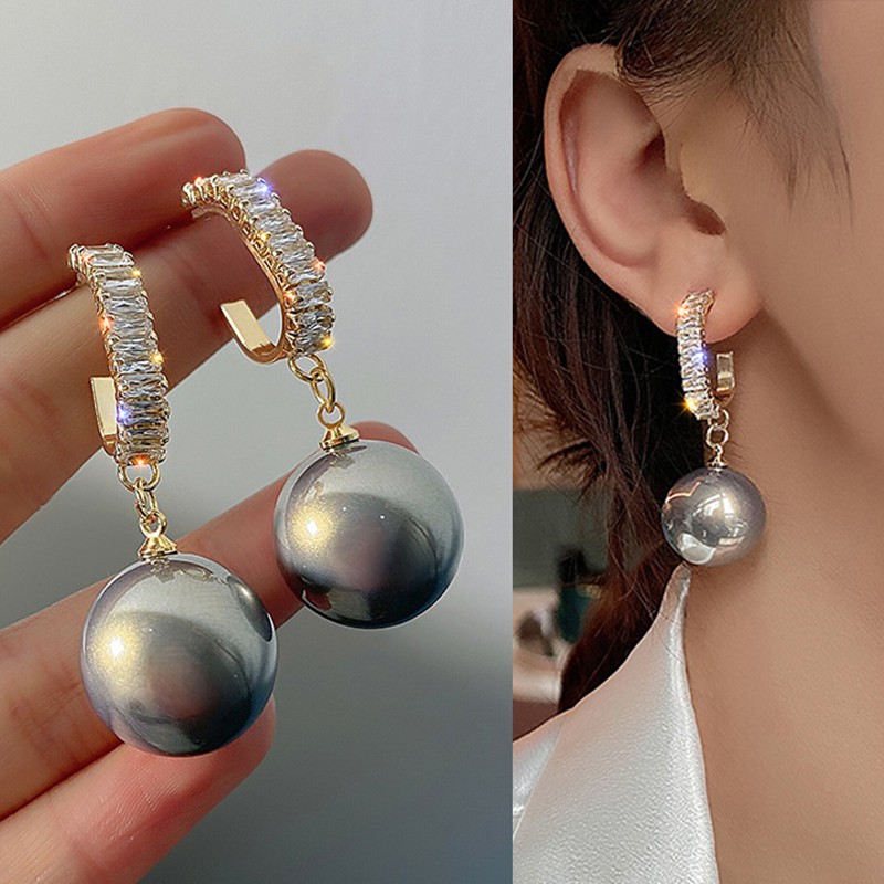 Bông tai Rinhoo từ bạc 925 tùy chọn kiểu dáng đính đá và ngọc trai phong cách Hàn Quốc thời trang cho nữ
