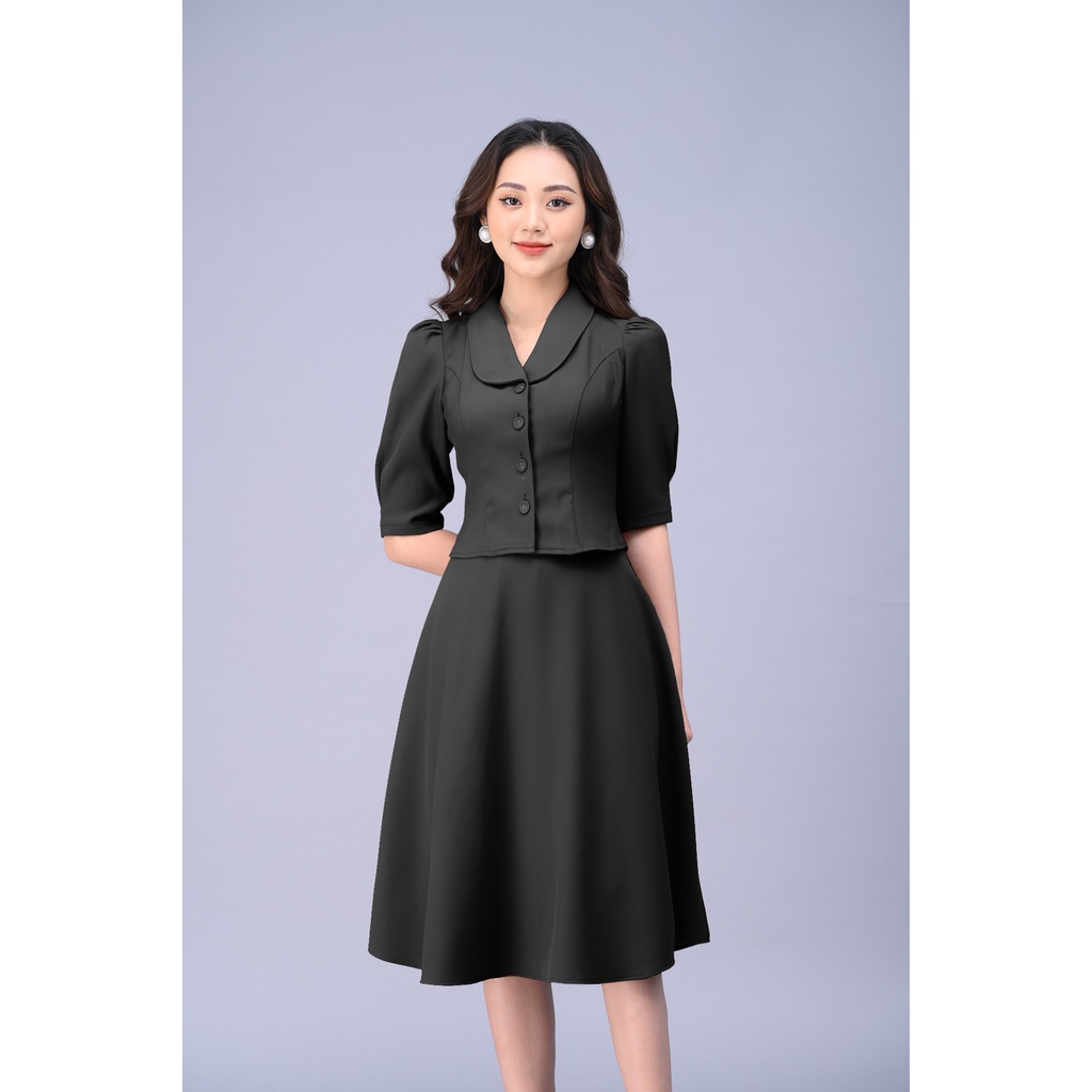 Sét bộ cao cấp Luperi LFSB4102 áo lửng tay kết hợp chân váy xòe tiểu thư