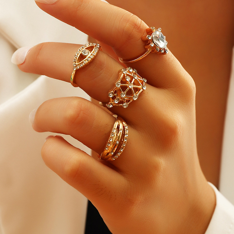 Set nhẫn đeo tay kim loại phong cách Retro thời trang cho nữ