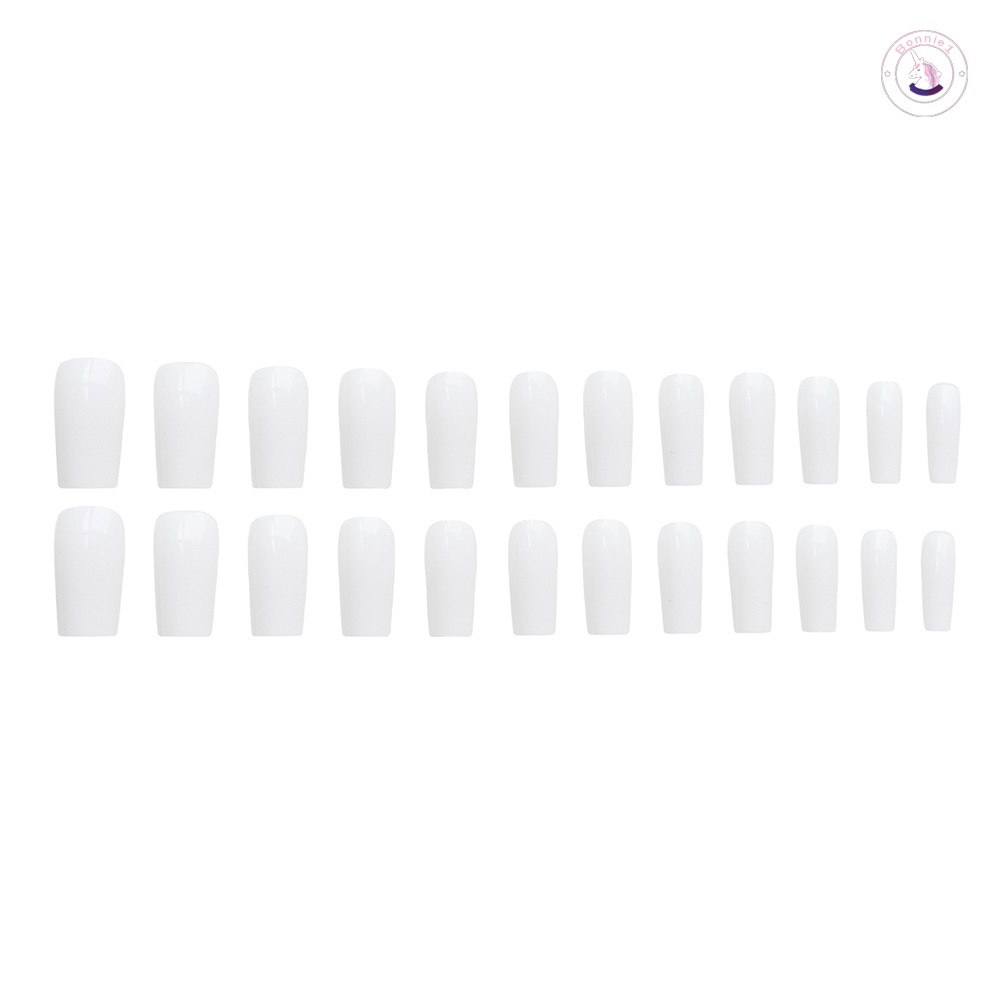 Bộ 24 Móng Tay Giả Màu Trắng Bóng Thời Trang Cho Nữ