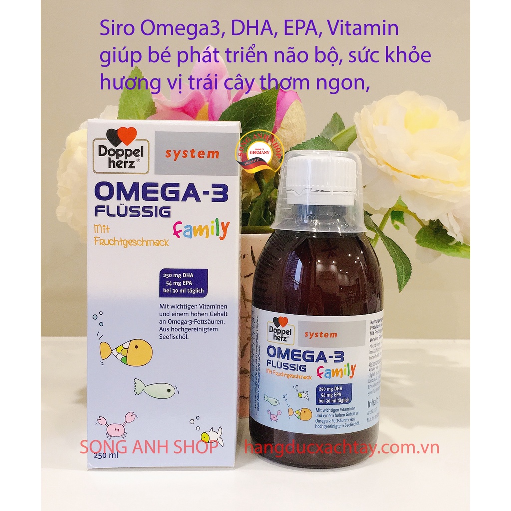 cho bé- SIRO OMEGA 3 FAMILY- bổ sung Omega3, DHA, EPA giúp bé phát triển não bộ