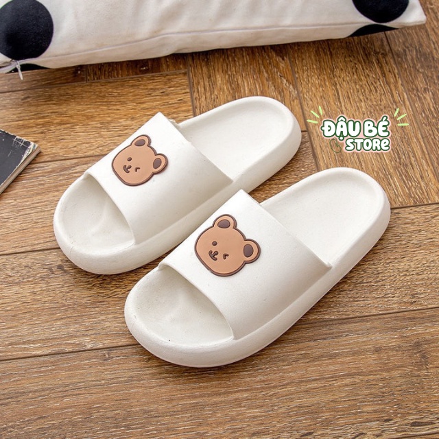 Dép Lê Nữ Đế Bánh Mì / Mỳ Hình Gấu Ulzzang Siêu Nhẹ -Dép Quai Ngang Nữ Thời Trang Nhẹ Êm Chống Trơn Trượt - Daube - D001