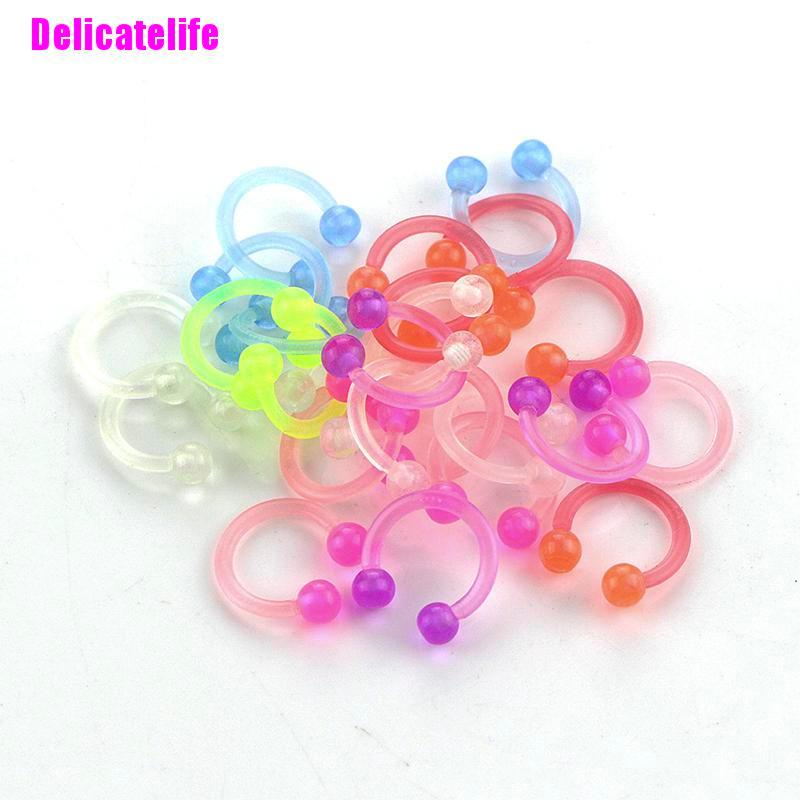 Bộ 10/20 khuyên xỏ mũi trang sức làm từ acrylic phản quang bắt mắt