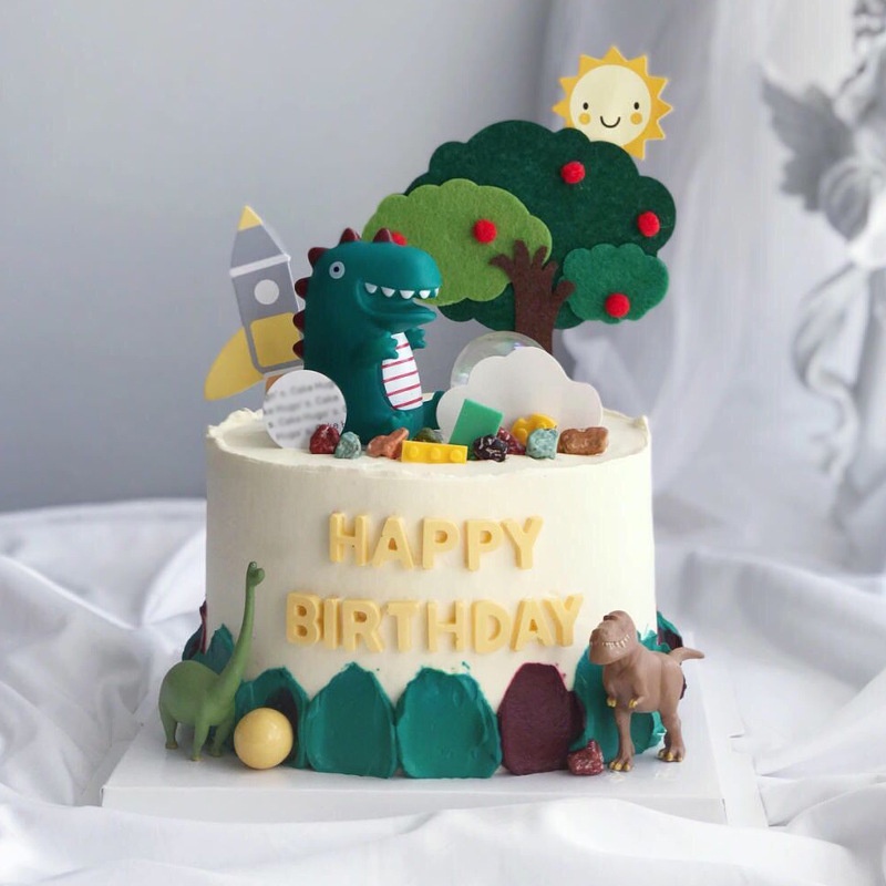 1 Set Phụ Kiện Trang Trí Bánh Kem Hình Khủng Long/Khủng Long Dễ Thương