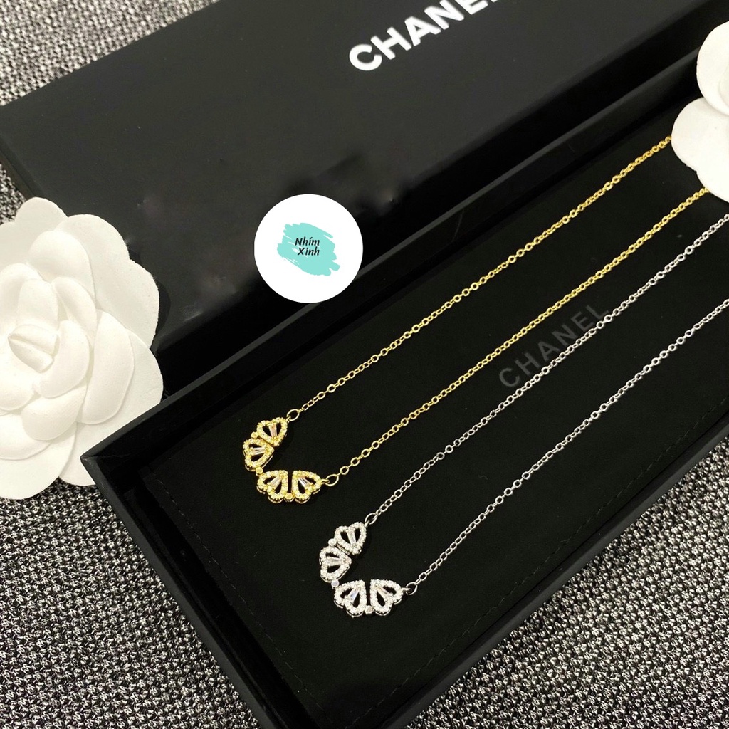 Dây Chuyền/Vòng Cổ Titan 100% Hình Trái Tim /Cỏ 4 Lá Đeo Được 2 Kiểu Siêu Xinh - 2 Màu Vàng/Bạc - Không Han Gỉ