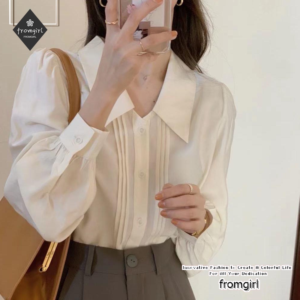 Áo croptop tay dài phồng dáng rộng thiết kế vừa vặn phong cách retro chất lượng tốt cho nữ