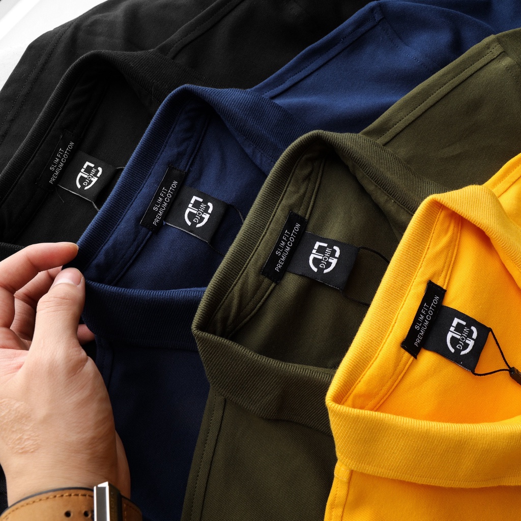 Áo polo nam Djohn Basic vải cá sấu form slim tay viền , Áo thun nam cổ bẻ trơn đơn giản bigsize 95kg - 3bros