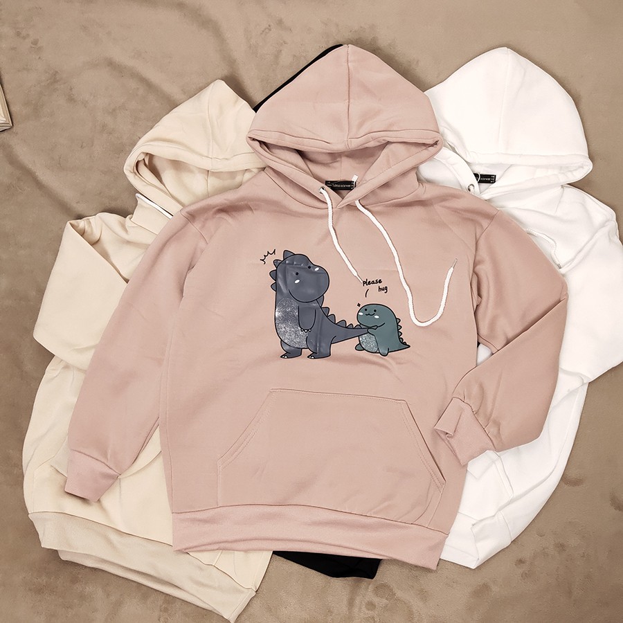 [Hoàn 2000 Xu Shopee] Áo Hoodie khủng long Please Hug chất liệu Nỉ dày hàng Quảng Châu Freesize cho Nam | WebRaoVat - webraovat.net.vn