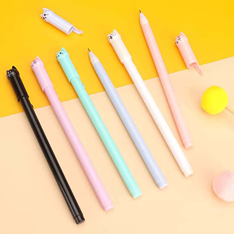 Bút Mực Gel Ngòi 0.5mm Vỏ Nhựa Hình Mèo Hoạt Hình Nhiều Màu