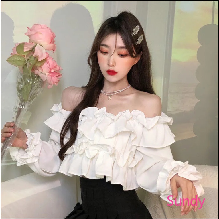 Set Áo Kiểu Trễ Vai Plus Size + Chân Váy Xếp Li Dành Cho Nữ