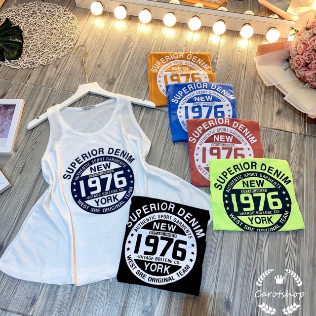 Áo 3 lỗ Hè ‘1976’ thun giấy 5 màu đang HOT- Carotshop trùng