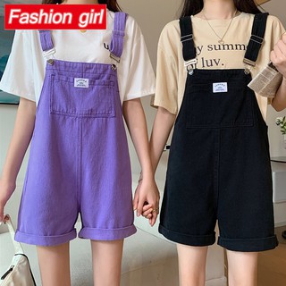 Quần Yếm Denim Ngắn Dáng Rộng Thời Trang Mùa Hè Hàn Quốc Cho Nữ