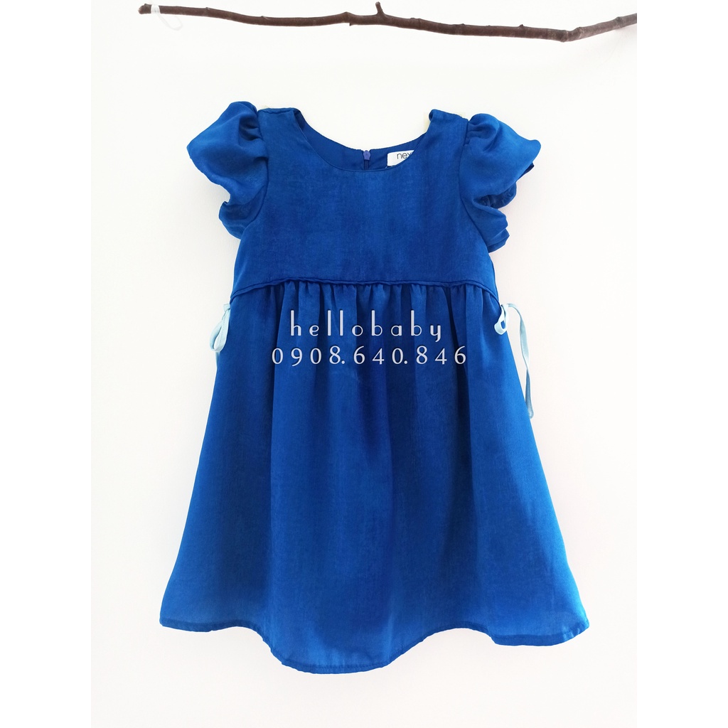 Đầm babydoll tay phồng chất liệu lụa bóng cho bé