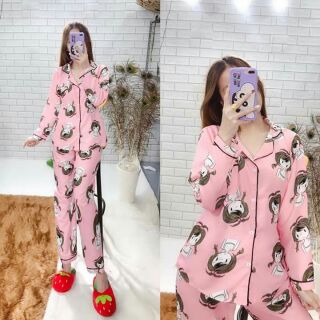5 bộ pijama dài tay màu hồng