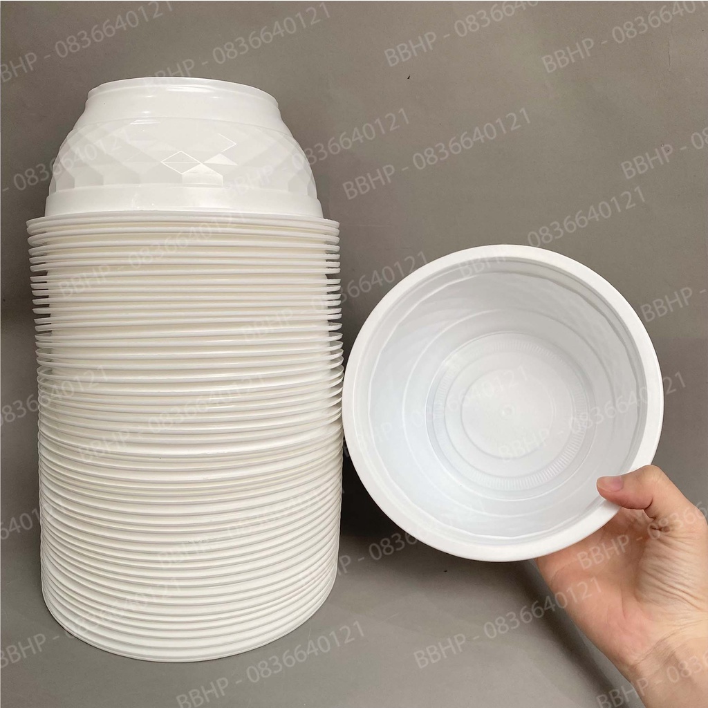 50 Tô nhựa trắng sữa 1050ml – tô nhựa trắng sữa T86 – Tô nhựa kim cương đựng thức ăn