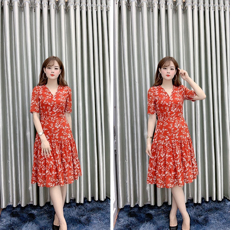 [Mã FAGREEN1505 giảm tới 30K đơn 99K] Đầm Nữ Dự Tiệc Hoa Đỏ Nhí, Váy Hoa Nữ Dự Tiệc Cưới Sang Trọng [FREE SHIP] [V09] | BigBuy360 - bigbuy360.vn