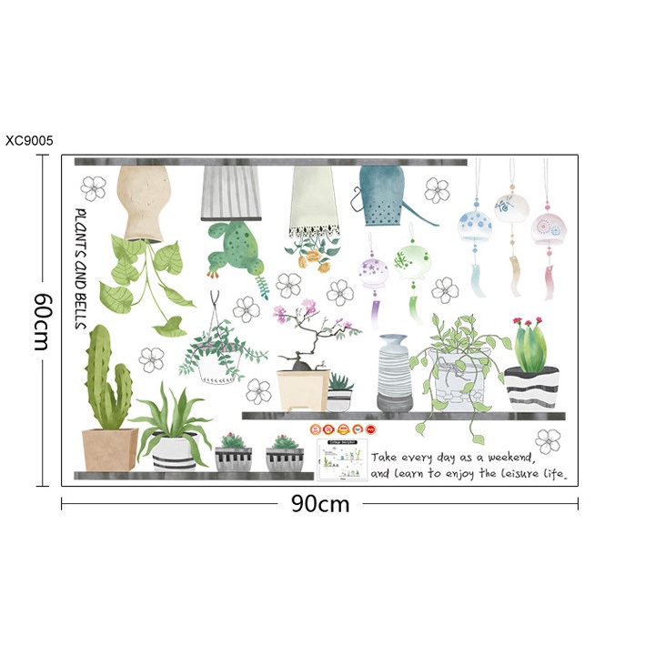 Decal trang trí chạu xương rồng chất liệu PVC sắc nét