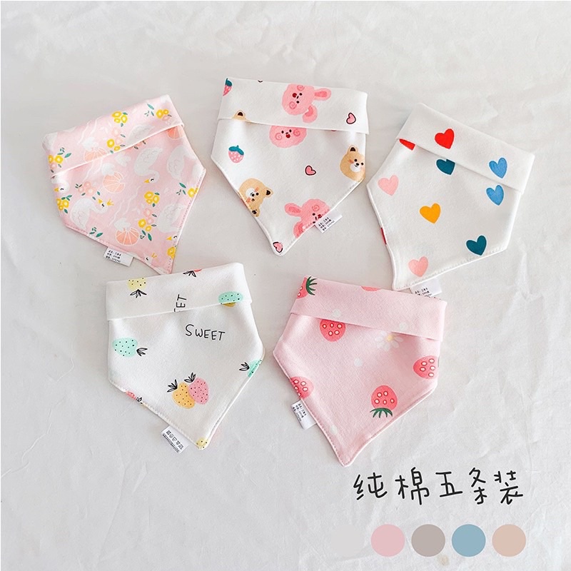 Set 5 yếm cotto siêu xinh theo chủ đề cho bé