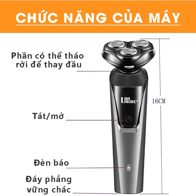 Máy Cạo Râu Khô Cầm Tay 3 Trong 1 Đa Năng, Tỉa Lông Mũi, Cắt Tóc Tiện Lợi - Cổng Sạc USB (Tặng Kèm 3 Lưỡi Cạo Râu)