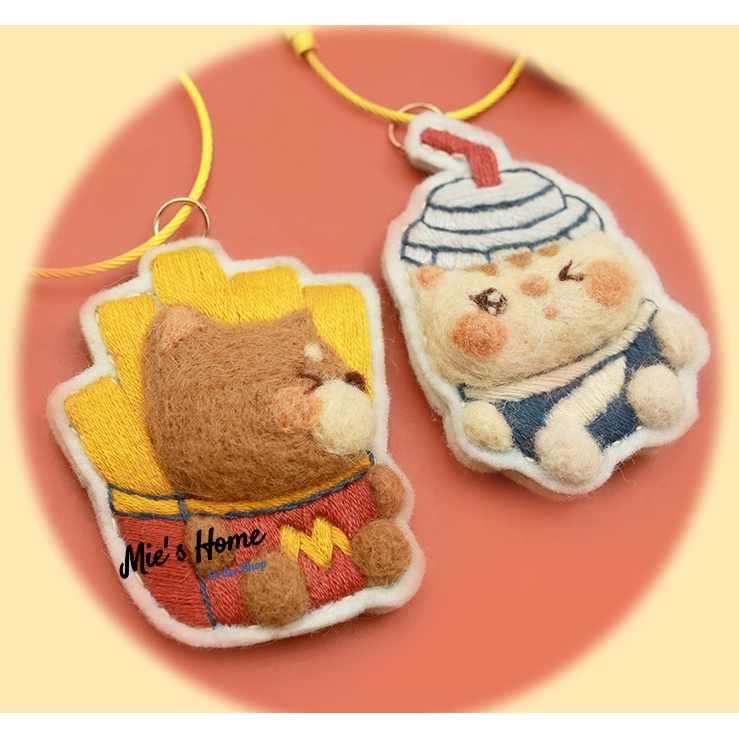 Móc khóa cặp đôi Love Túi thơm tự thêu họa tiết dễ thương ngộ nghĩnh làm quà tặng bạn trai trang trí - MIE Handmade Shop