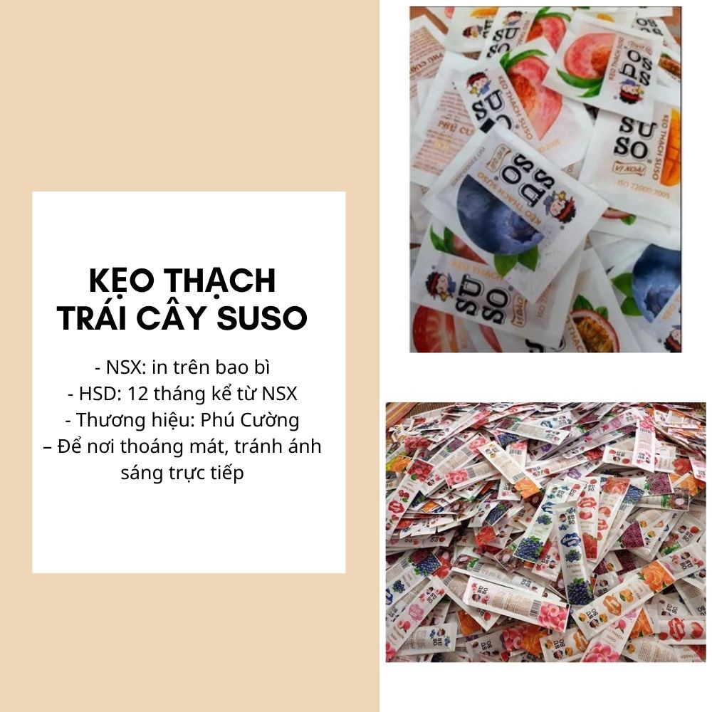 Kẹo thạch zòn zai Suso Phú cường 1kg 76 cái mix nhiều vị